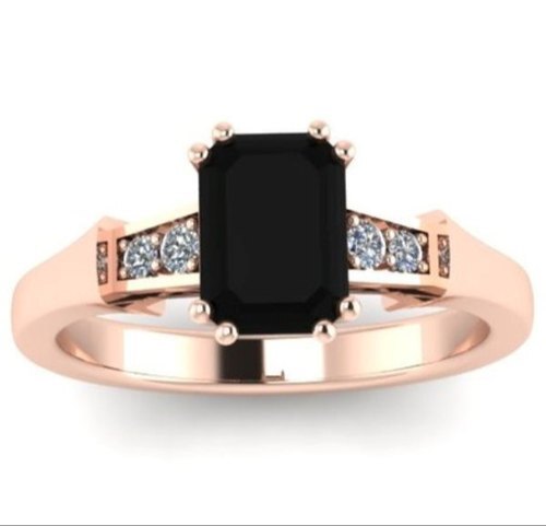 1.00 Ct Emerald Cut Black Diamond Engagement Ring By GEMONE DIAMONDS