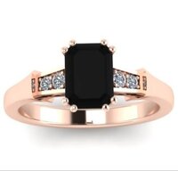1.00 Ct Emerald Cut Black Diamond Engagement Ring In 14 K Rose Gold