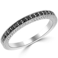 Black Diamond Band 14k White Gold Very Good