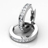 Hoop Diamond Earrings In Lab Grown Diamond Channel Set 10K White Gold 1 CT