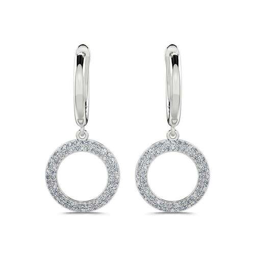 Dangle Drop Earrrings In Lab Grown Diamonds 14k White Gold 1.5 Ct Density: N/a