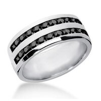 Black Diamond Wedding Band Ring In 14k White Gold 1 CT
