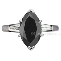 Marquise Shape Black Diamond Ring In 10k White Gold 1 CT