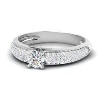 Natural White Diamonds Solitaire With Accents Ring in White Gold