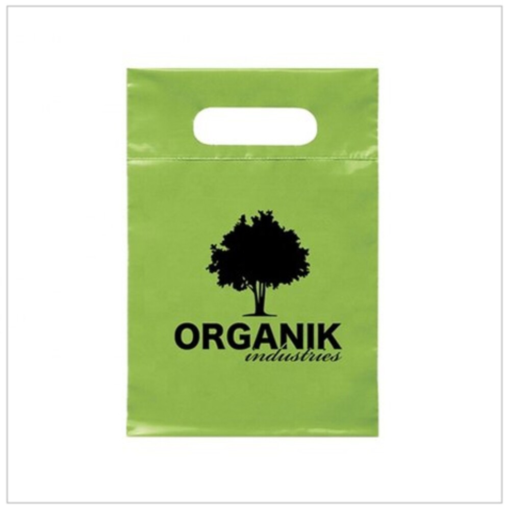 D Cut HDPE Printed Bag - 51 Micron Thickness, 1-5 Kg Capacity | Water Resistant, D Cut Handle, Green and Black Printed Design, Recyclable