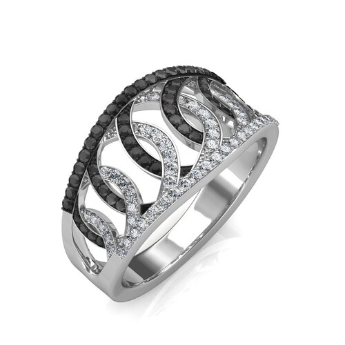 Wedding Bands In Black And White Diamonds In 14K White Gold 1 Ct Diamond Clarity: Vs2