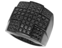 Black Diamond Cross Fashion Ring 2.75 Ct 14k Rhodium For Mens
