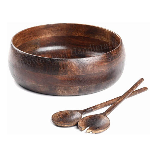 Acacia Wood Bowls With Spoon And Fork