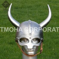 Medieval Armor Helmet Knight Helmet Crusader Helmet Ancient Helmet Fantasy Viking helm with metal horns AH0512