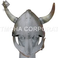 Medieval Armor Helmet Knight Helmet Crusader Helmet Ancient Helmet Viking helm with front shield and horns AH0522