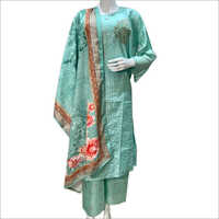 Ladies Palazzo Suit - Chanderi Fabric, Semi-stitched, Enchanting Prints | Full Sleeves, Lightweight Comfort, Washable, All-season Wear