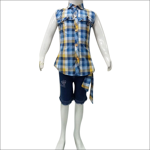 Girls Check Shorts And Top