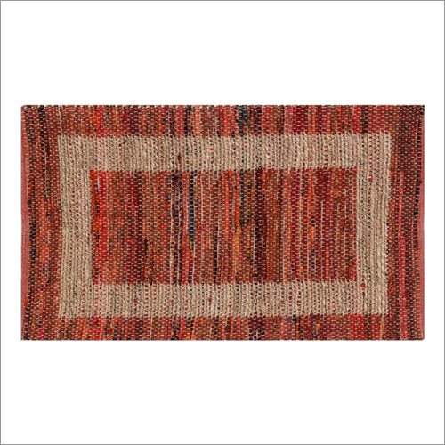 Red Jute And Cotton Rug