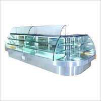 Glass Display Counter - Tempered Glass & Polished Stainless Steel, Elegant Design For Sweets And Perishable Goods Display