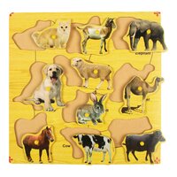 Wooden Domestic Animals Puzzle Board