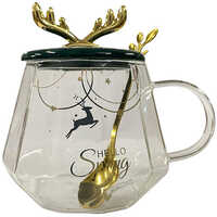 Deer Glass Mug With Spoon