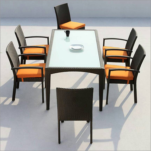 Cane Dining Table Set 6 Seater