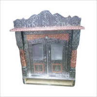 Wooden Oxidized Temple - Wooden, 15x15x24 Inch, Silver Color | Durable, Polished Finish, Traditional Religious Style With 1 Drawer For Worship