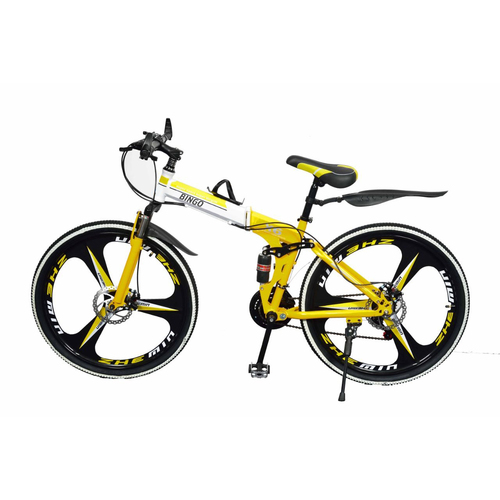 YELLOW WHITE 21 GEARS FOLDABLE CYCLE
