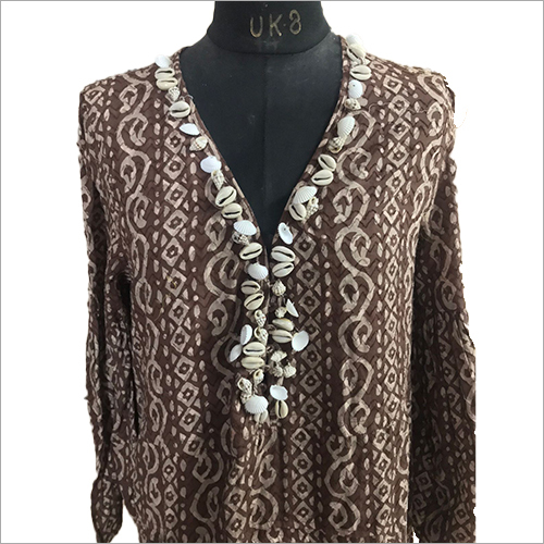 Brown Full Embroidered Ladies Top