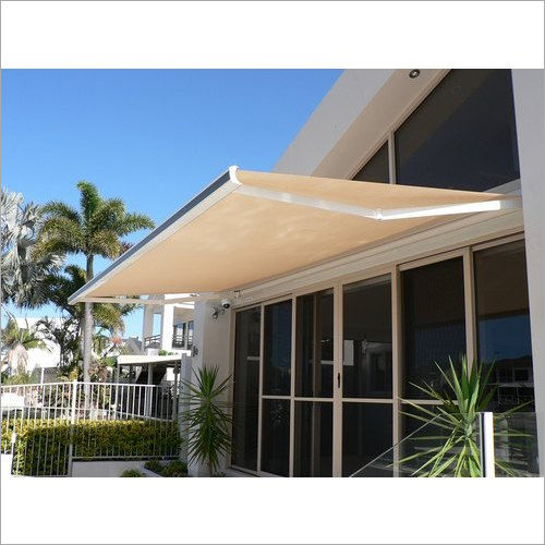 Cream Motorized Door Awning