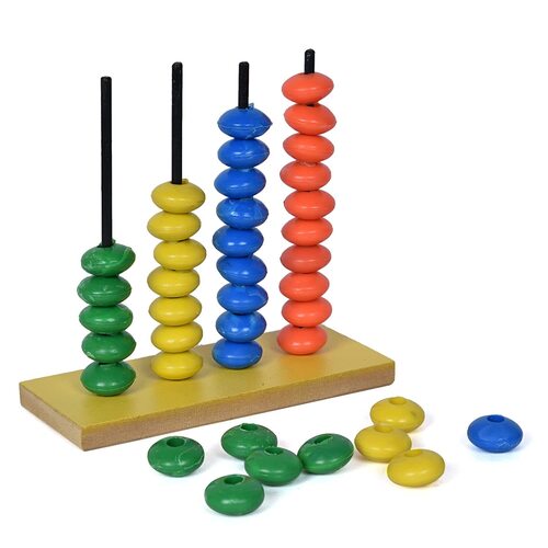 Wooden Colorful Abacus Math's Tool With 4 Rods And 40 Colorful Beads