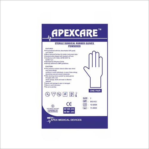 White Surgical Latex Powdered Gloves Paper Pouch