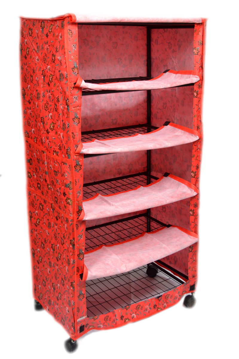 5 Shelf Full Printed Cover Shoe Rack