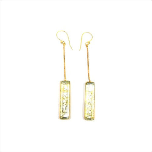 Golden Rutile Gemstone Earring Size: Customized