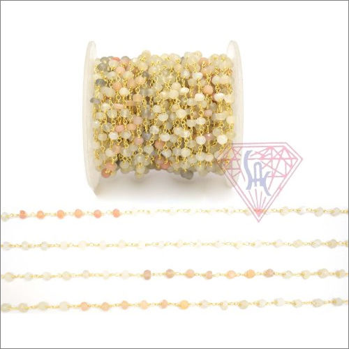 Multi Moonstone Beaded Rosary Chain Size: Customized