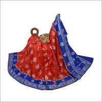 Banarasi Handwoven Waam Blue Border Silk Saree
