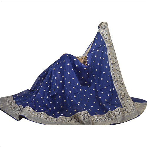 Blue Banarasi Handwoven Georgette Silk Saree