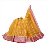 Yellow Banarasi Handwoven Kora Organza Silk Saree