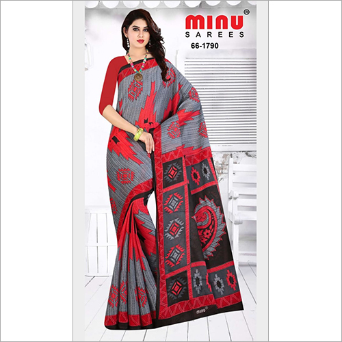 Red Bengal Beauty Cotton Printed Saree