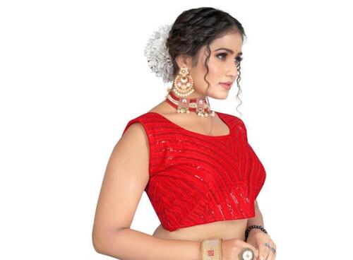Ladies Designer Blouse - Quality Tested Fabric, Sleeveless Design | Casual Wear, Washable, All Season Elegance with Tejas Fancy Sequins