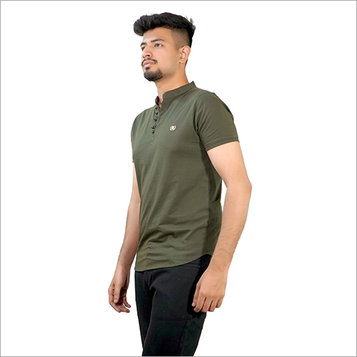 Mens Chinese Collar Plain T-Shirt