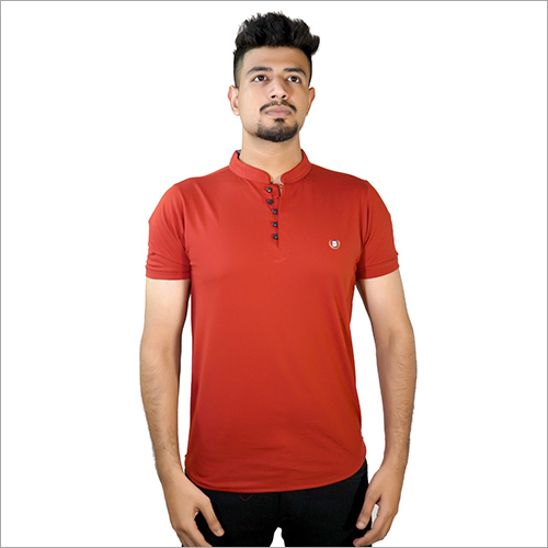 Chinese Collar Red T-Shirt