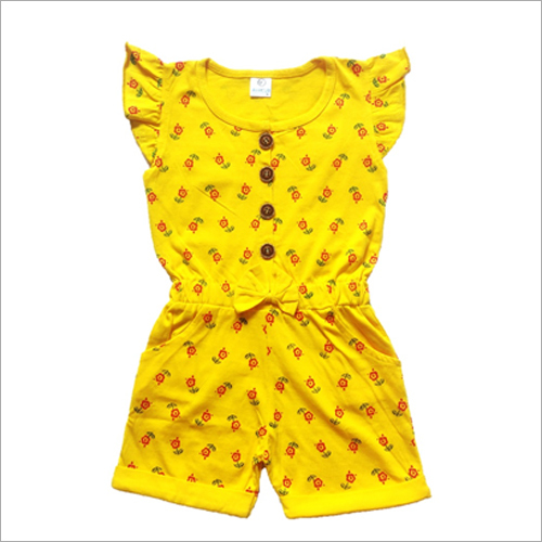 Kids Printed Yellow Jumpsuit