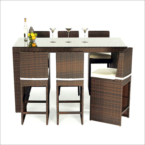 6 Seater wicker Bar Table
