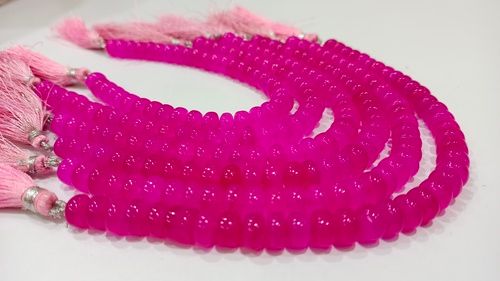 Natural Hot Pink chalcedony Rondelle Plain 8mm Beads