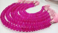 Natural Hot Pink chalcedony Rondelle Plain 8mm Beads