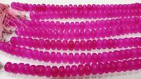 Natural Hot Pink chalcedony Rondelle Plain 8mm Beads