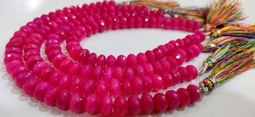 Natural Hot Pink chalcedony Rondelle Faceted 8mm Beads