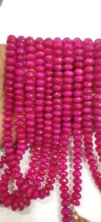 Natural Hot Pink chalcedony Rondelle Faceted 8mm Beads