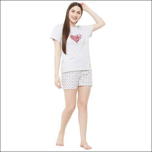 Cotton Evolove Printed Ladies Night Suits(Shorts Set)