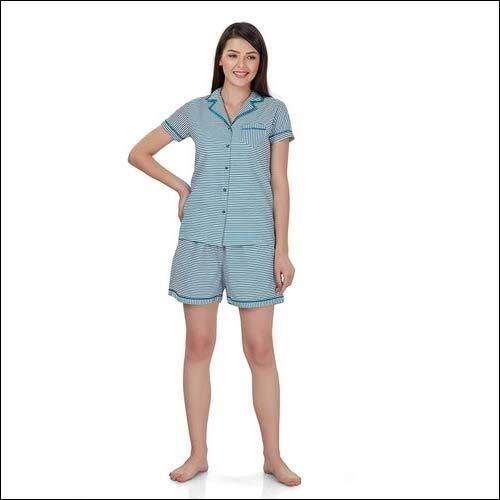 Evolove Womens Cotton Stripes Night Suit Set