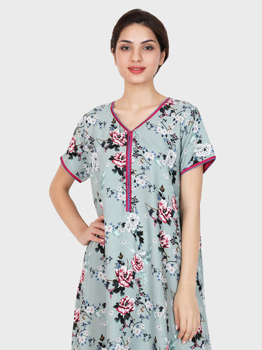 Printed Cotton Ladies Regular Fit Short Nightgown, Sleeveless, Pink (Base)  at best price in Mumbai