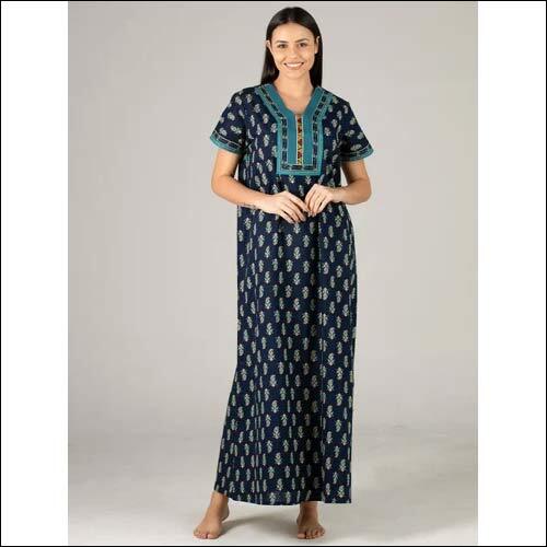 Evolove Womens Cotton Printed Maxi Nighty Sleepwear Super Comfortable and Soft Cotton