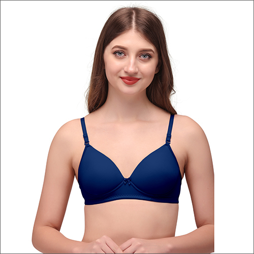 Laycra HP Blue Bra - Lycra Fabric Sizes 30-44 Blue Color Padded Design Soft Broad Shoulder Straps Daily Wear Lingerie