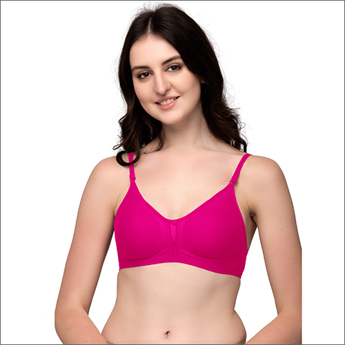 Ex Ebony Pink Bra - Cotton Sizes 30-44 Knitted Design Pink Color | Non-Wired Adjustable Straps Poke-Free Experience
